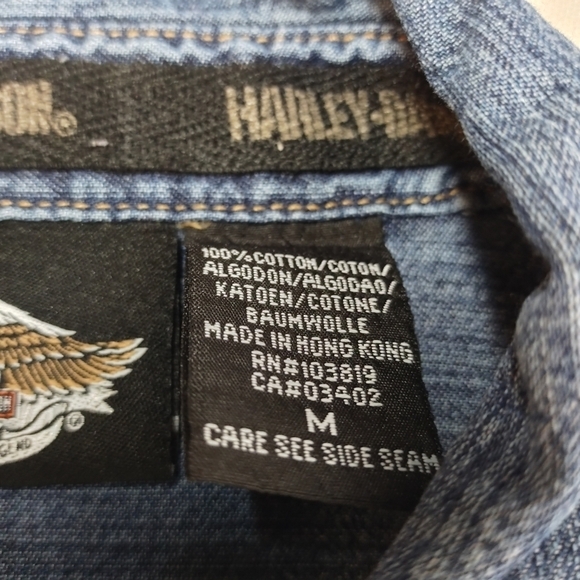 Vintage Harley-Davidson Women's Blue Denim Button Down Shirt Size M - Picture 12 of 12